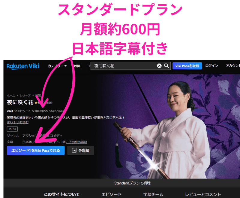 楽天Viki 夜に咲く花 配信中