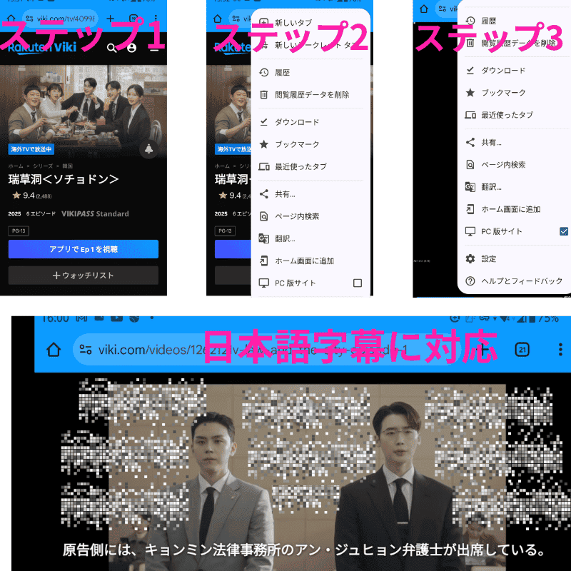 ソチョドン 日本語字幕 対処画面