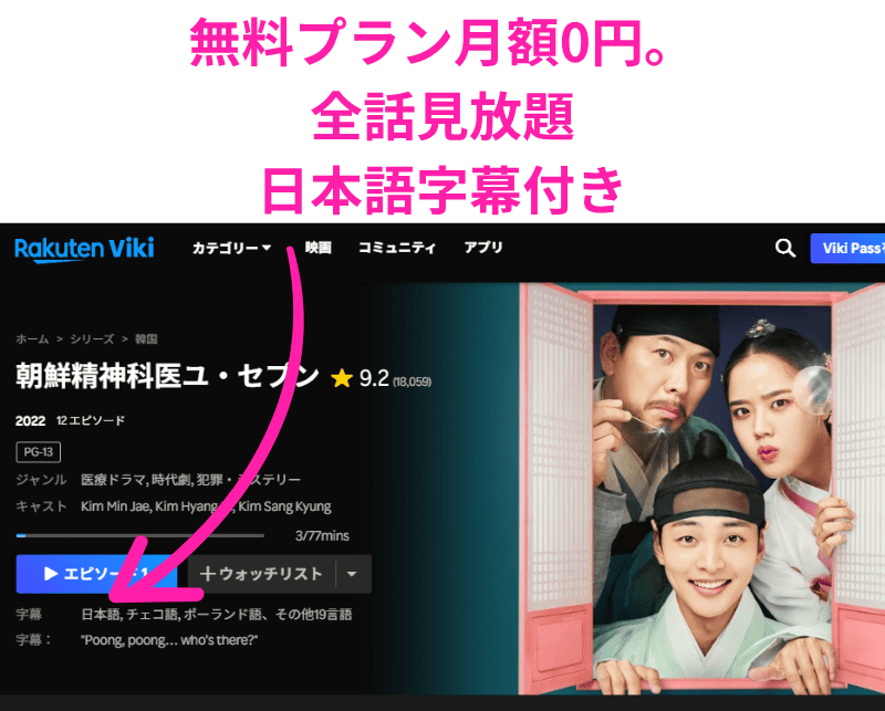 楽天Viki 朝鮮心医ユ・セプン シーズン1配信中