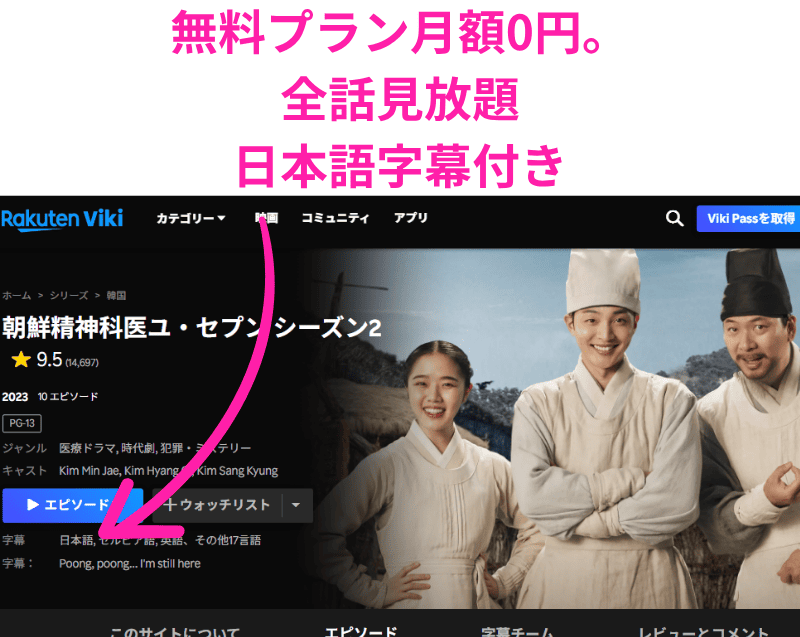 楽天Viki 朝鮮心医ユ・セプン シーズン2配信中