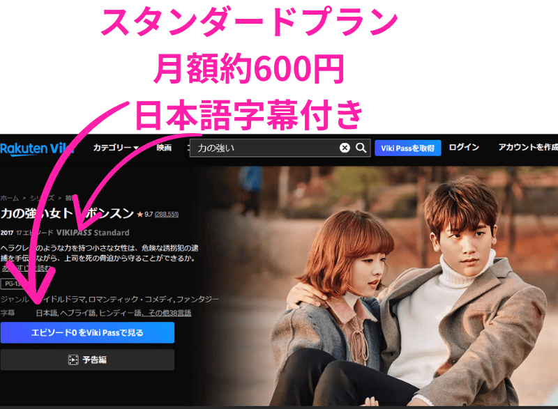楽天viki 力の強い女トボンスン 配信中